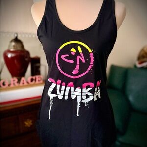 Zumba Fitness Black Tank Top with Neon Logo
